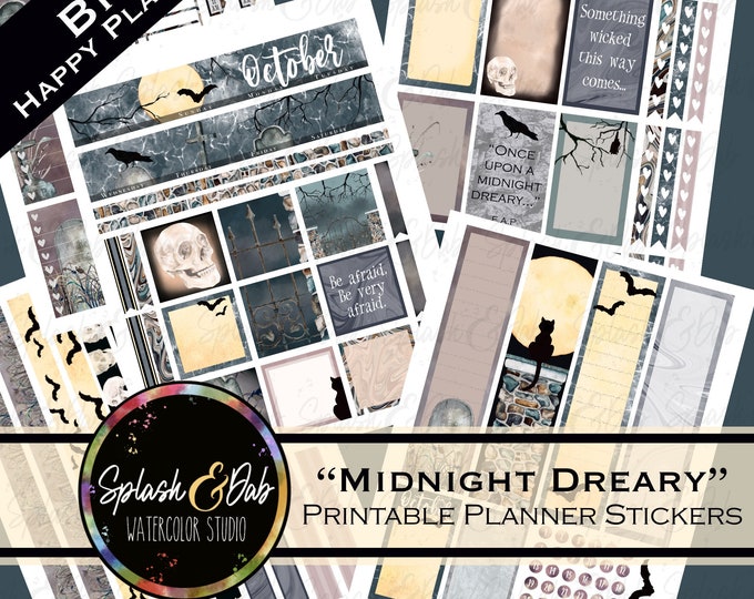 Big Happy Planner Printable Stickers, October Planner Stickers, Halloween Stickers, Graveyard ...