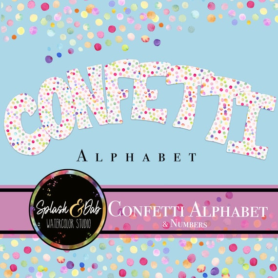 Confetti Alphabet Watercolor clipart birthday party | Etsy