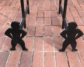Handmade Wrought Iron Andirons or quot Fire Dogs quot for the Fireplace, Shape of Men at Each End