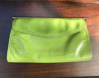 neon green clutch purse