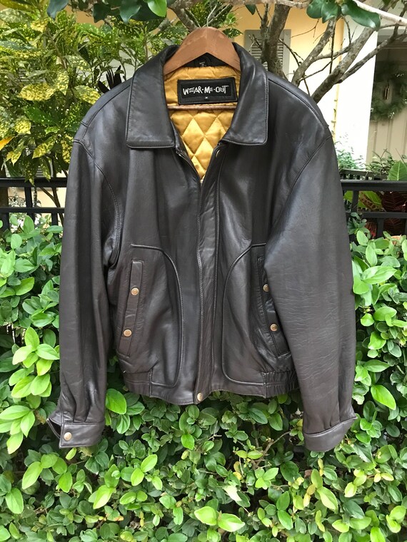 Handsome Men’s Size Medium Brown Leather Bomber/F… - image 1