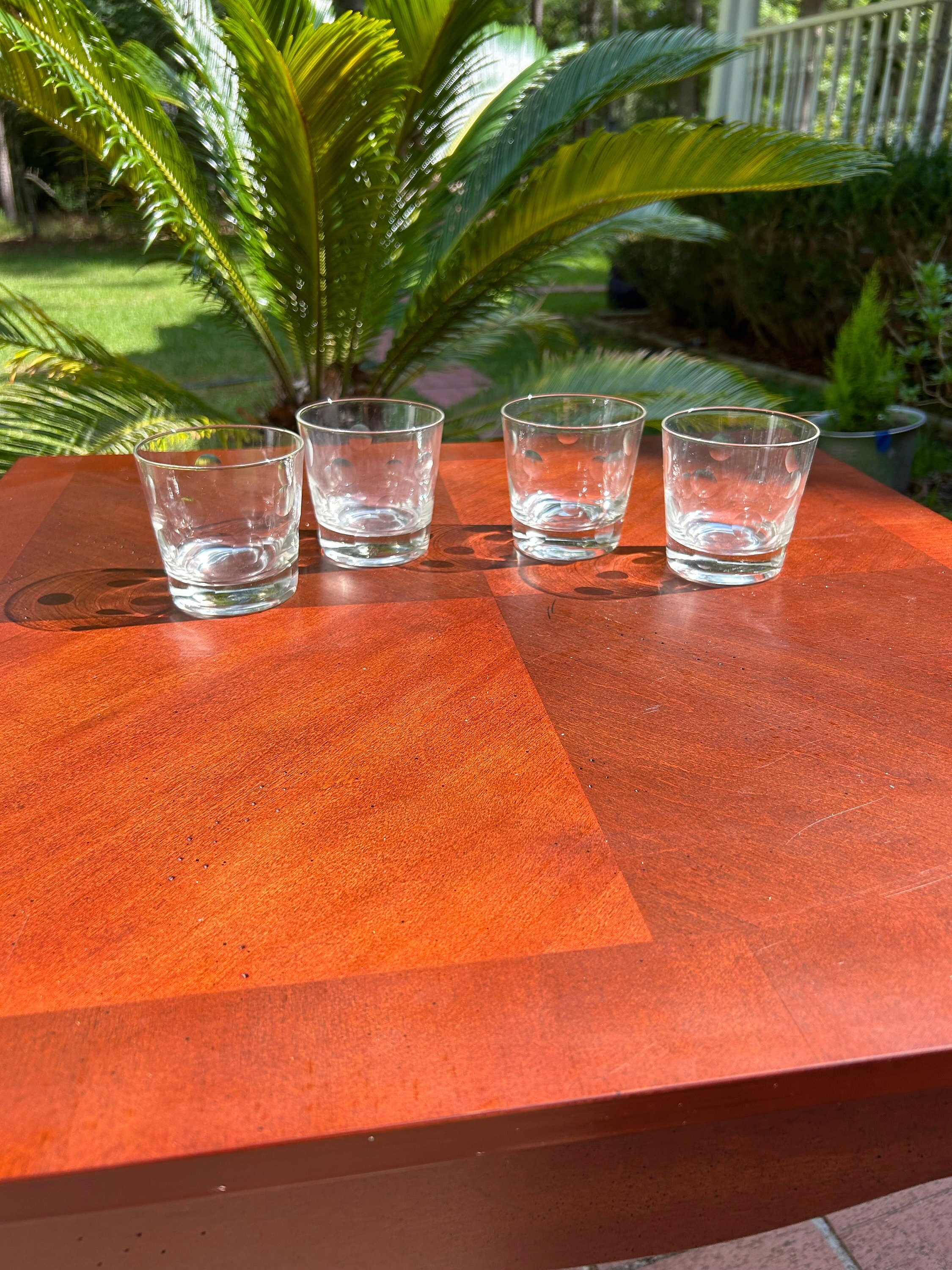 Set of Four Polka Dot Old Fashioned Lowball Glasses