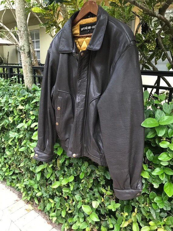 Handsome Men’s Size Medium Brown Leather Bomber/F… - image 4