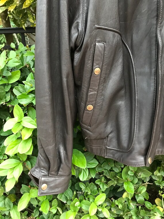 Handsome Men’s Size Medium Brown Leather Bomber/F… - image 5