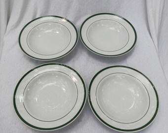 Set of Four William-Sonoma Brasserie Green and White Soup/Salad Bowls