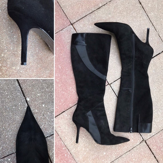 nine west black high heel boots