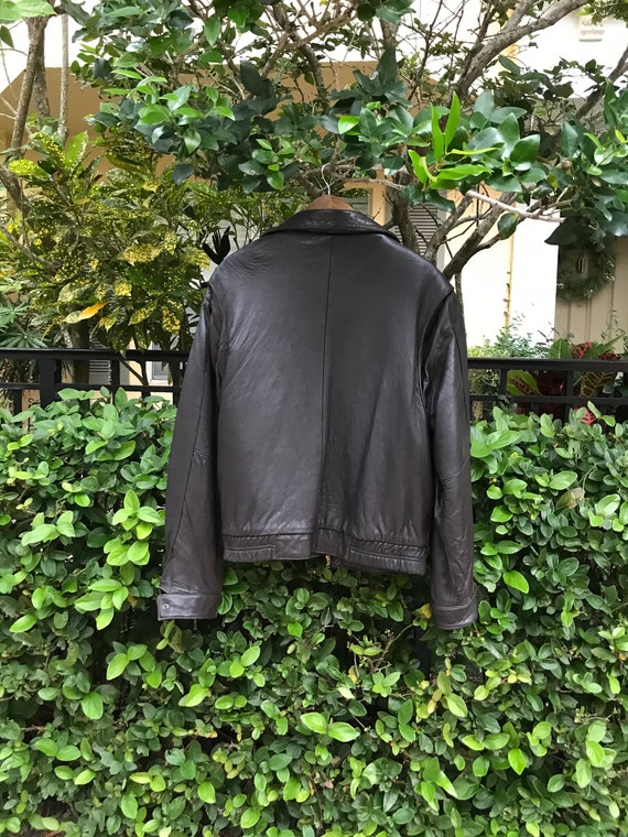 Handsome Men’s Size Medium Brown Leather Bomber/F… - image 3