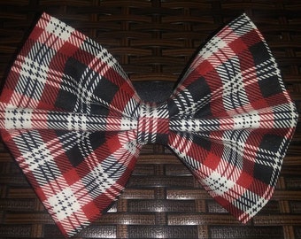 Red, White and Black Plaid Pet Bow Tie