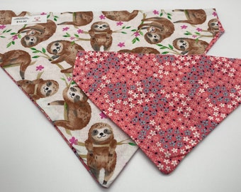 Sloths and Flowers Over the Collar Pet Bandana