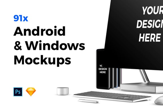 91x Android Windows Mockups Psd Sketch Etsy