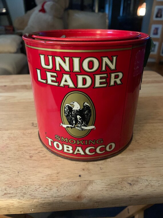 union leader tobacco tin year 1950s union leader, tobacco tin