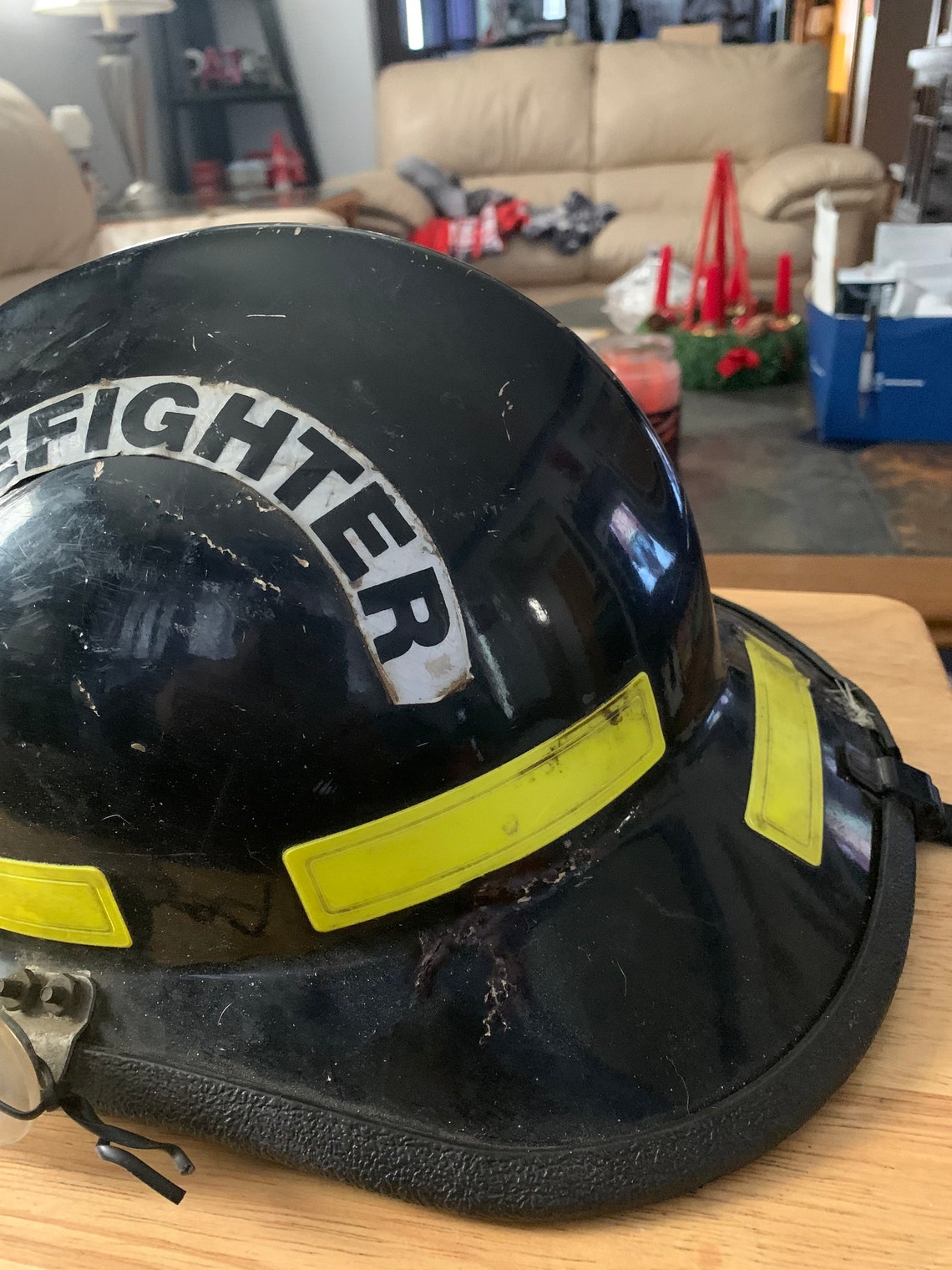 Fiberglass fire helmet with front shield chinstrap and Etsy