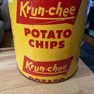 Vintage KRUNCHEE, potato chips, waxed cardboard, container