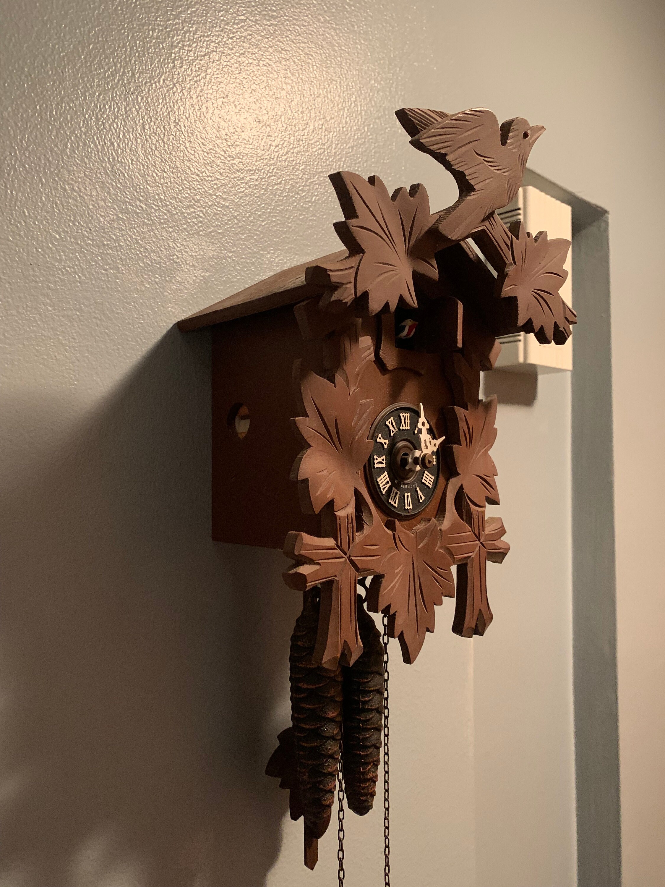 Vintage 1970s Black Forest Made in Germany Cuckoo Clock Needs Cleaning and Oiling Otherwise