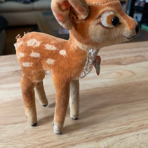 1960s Steiff stuffed animal Bambi tags and button intact except the butt has a rip great display piece