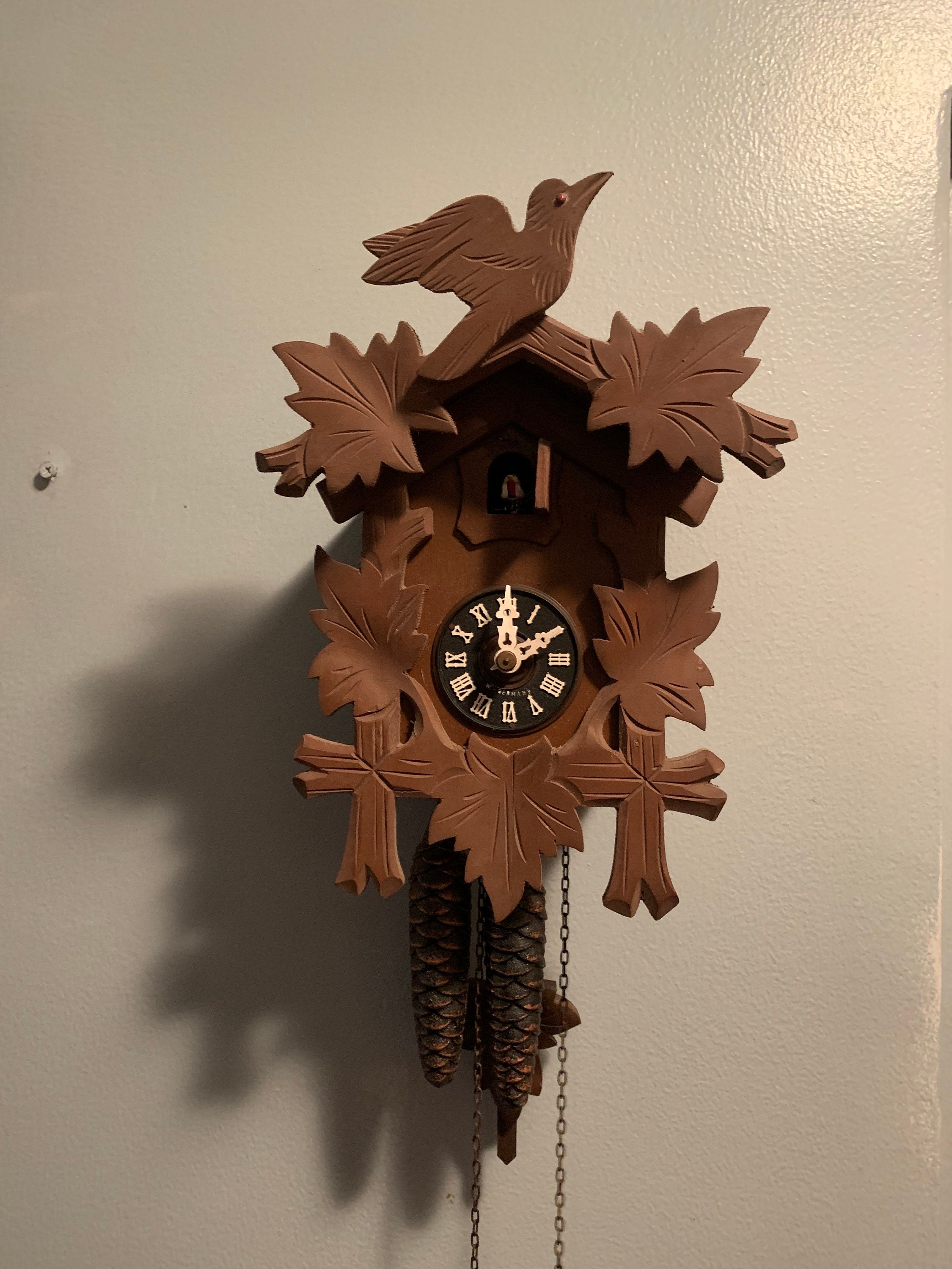 Vintage 1970s Black Forest Made in Germany Cuckoo Clock Needs Cleaning and Oiling Otherwise