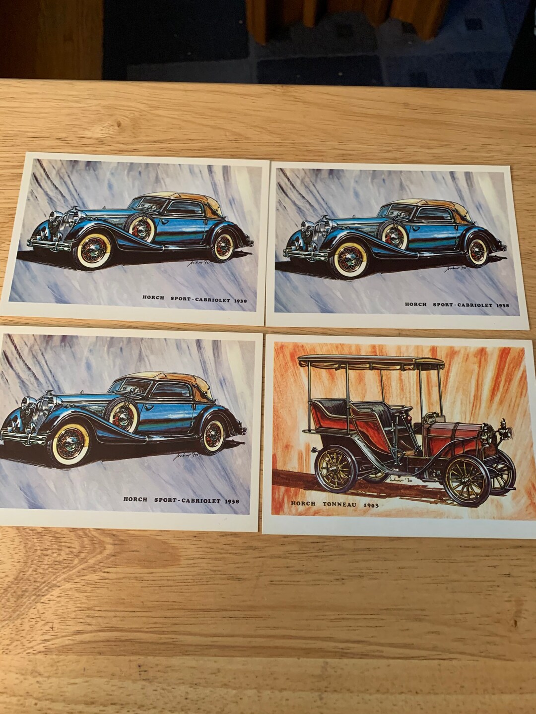 4 Vintage Car Postcards From Germany New Old Stock Etsy
