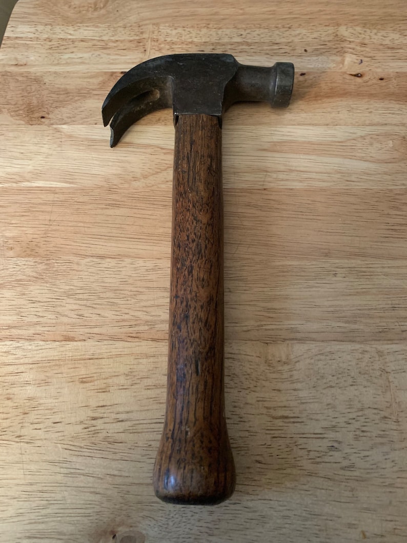 Antique Claw Hammer With Oak Handle Etsy
