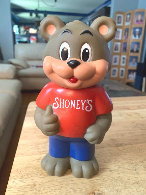 Vintage 1993 Shoney's Restaurant, Mascot, Hard Plastic Bear Piggy