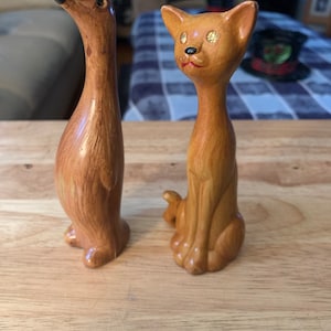 Set of mid century, modern figures made in Hong Kong plastic to look like wood grain