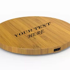 Custom Engraved Bamboo Wireless Phone Charger image 1