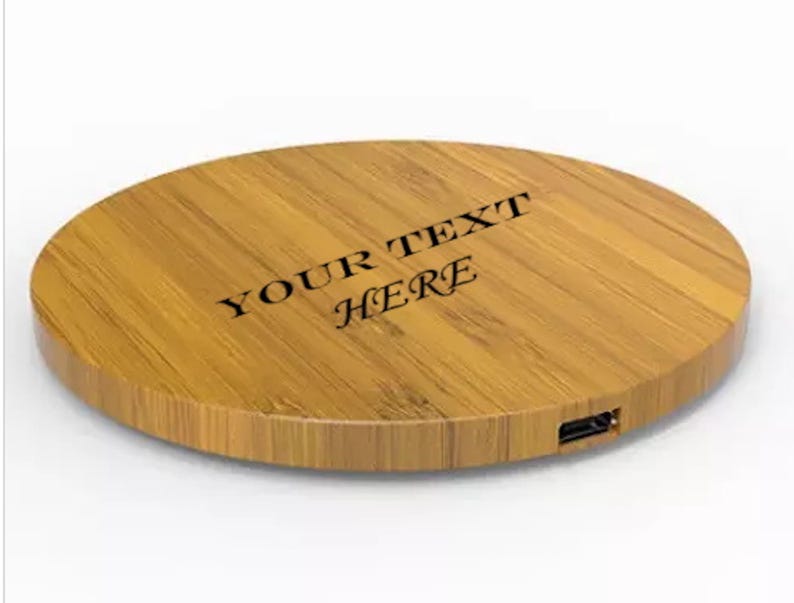 Custom Engraved Bamboo Wireless Phone Charger image 1