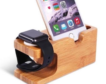 Bamboo Docking Station: Nightstand Organizer, Phone & Watch Stand
