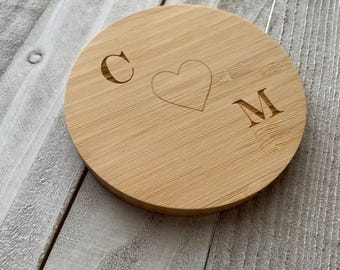 Wooden Wireless Charger - "Initials-Heart-Initials" for your Valentine