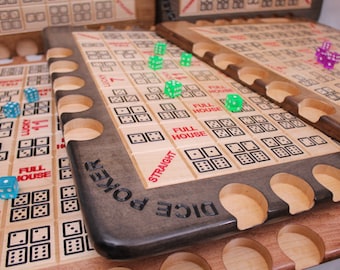 Dice Poker Board – Solid Maple Wooden Game – Handmade in Canada