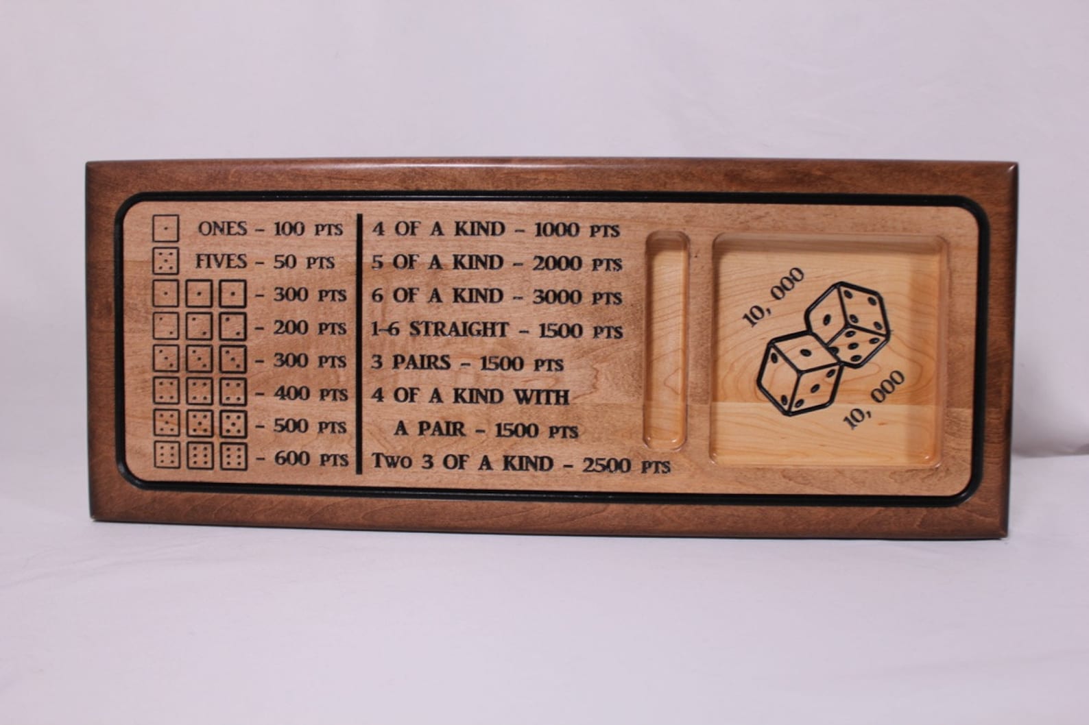 Farkle 10,000 Dice Solid Maple Game Board With Dice Included Etsy