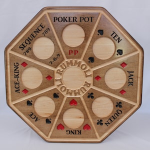 Rummoli - Solid Maple Shallow Pocket Board with Lazy Susan Base