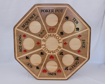 Rummoli - Solid Maple Shallow Pocket Board with Lazy Susan Base