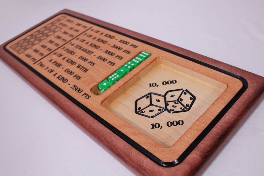 Farkle 10,000 Dice Solid Maple Game Board With Dice Included Etsy