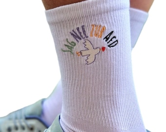 Say NO to the AfD - FCK AfD | Embroidered socks, tennis socks, cotton