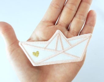 Paper boat patch iron-on applique