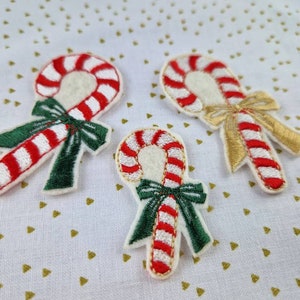 Candy cane iron-on applique patches