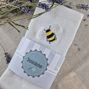 Socks with bee | Embroidered socks tennis socks cotton