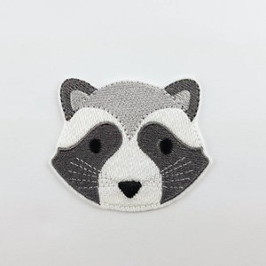 Raccoon head patch iron-on application