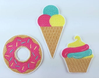 Sweet Candy Set Patch Applique Iron-On Patch Ice Cream, Donut, Cupcake