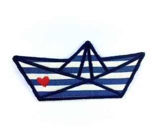 Iron-on patch paper boat heart