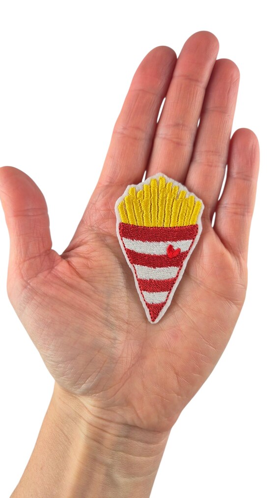Gestickter Pommes Patch – Süßer Aufnäher Flicken Bügelbild zum Aufbügeln oder Aufnähen