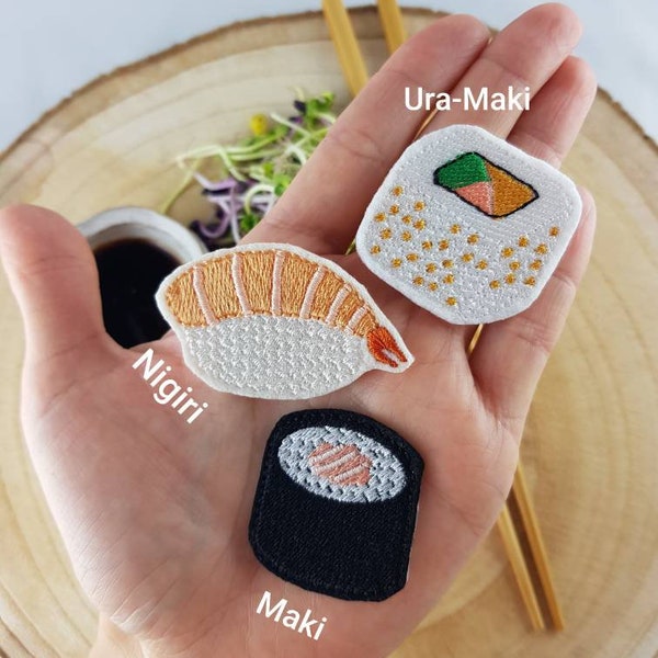 Sushi verschiedene Sorten Aufnäher Applikation Bügelbild Flicken