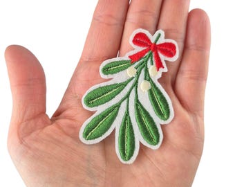 Mistletoe branch iron-on patch applique patch