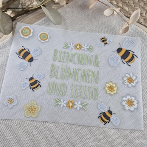 Api e fiori - set di toppe termoadesive effetto ricamo