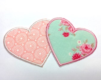 rosa Herz Liebe Patches Aufbügeln 5,6x6cm Aufnäher / Bügelbild 