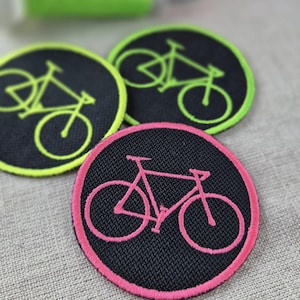 Fahrrad Fixie Aufnäher Bügelbild Applikation Flicken Patch Neon