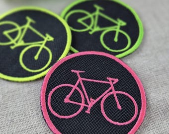 Bicycle Fixie Patch Iron-on Applique Patch Neon