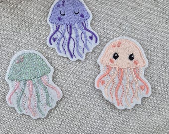 Jellyfish patch iron-on applique patch