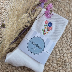 Socks with flower embroidery | Embroidered socks tennis socks cotton