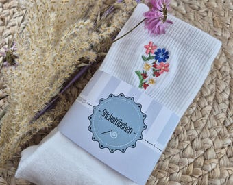 Socks with floral embroidery | Embroidered socks, tennis socks, cotton